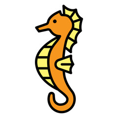 Cartoon Seahorse Icon Isolated on White Background