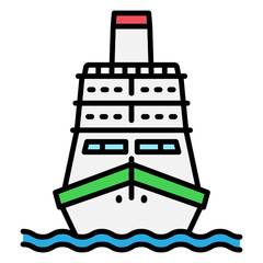 Cruise ship vector illustration floating on sea waves