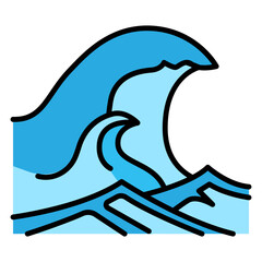 Cartoon Blue Wave Illustration