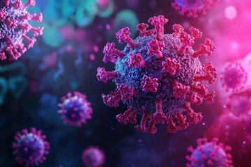  Visual representation of the coronavirus with additional viruses depicted in the background