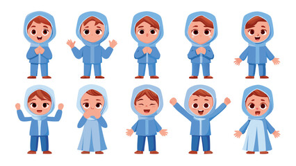 Flat Cartoon Group of Happy Diverse People on White Background