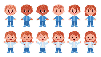 Multicultural Cartoon Group Illustration in Flat Style Vector.