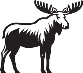 Moose Vector In Black and White