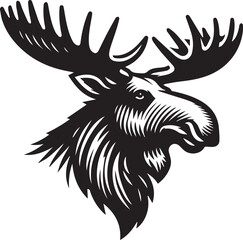 Fototapeta premium Moose Vector In Black and White