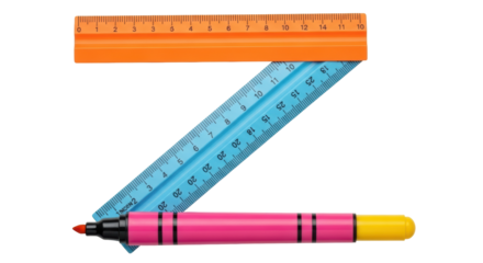 Isolated School Supplies in Z Shape