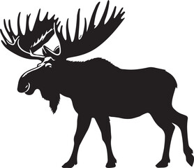 Moose Vector In Black and White