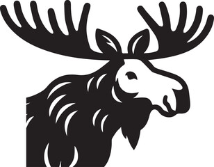 Moose Vector In Black and White