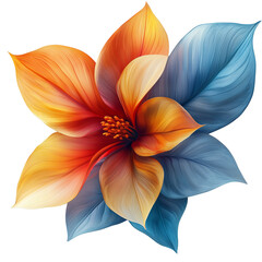 Obraz premium Nature-themed digital flower and leaf design on a transparent background