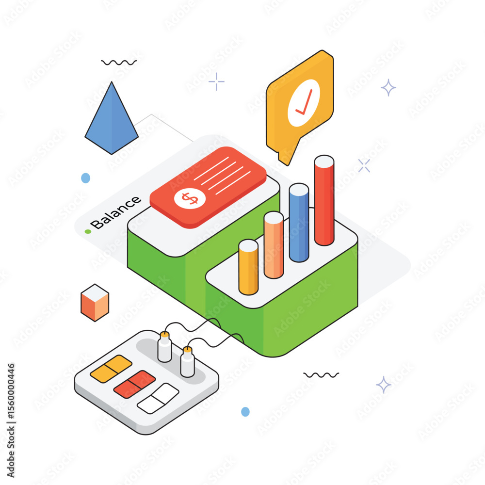 Poster analytics dashboard vector isometric illustration. eps 10 file