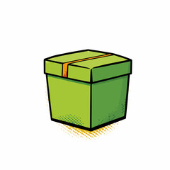 Green takeout box presents eco friendly packaging with ribbon detail.