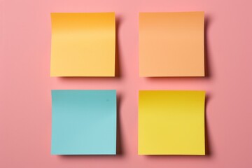 Fototapeta premium Colorful sticky notes providing space for important reminders and messages on a vibrant pink backdrop