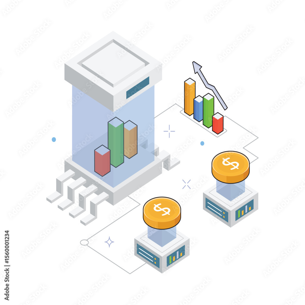 Poster performance tracking vector isometric illustration. eps 10 file