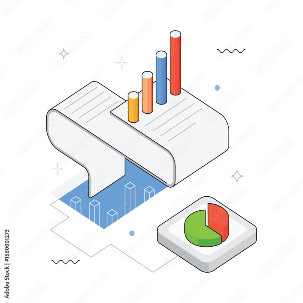 Poster data analysis vector isometric illustration. eps 10 file