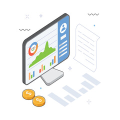 Financial Summary Vector isometric Illustration. EPS 10 file
