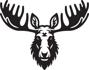 Moose Vector In Black and White