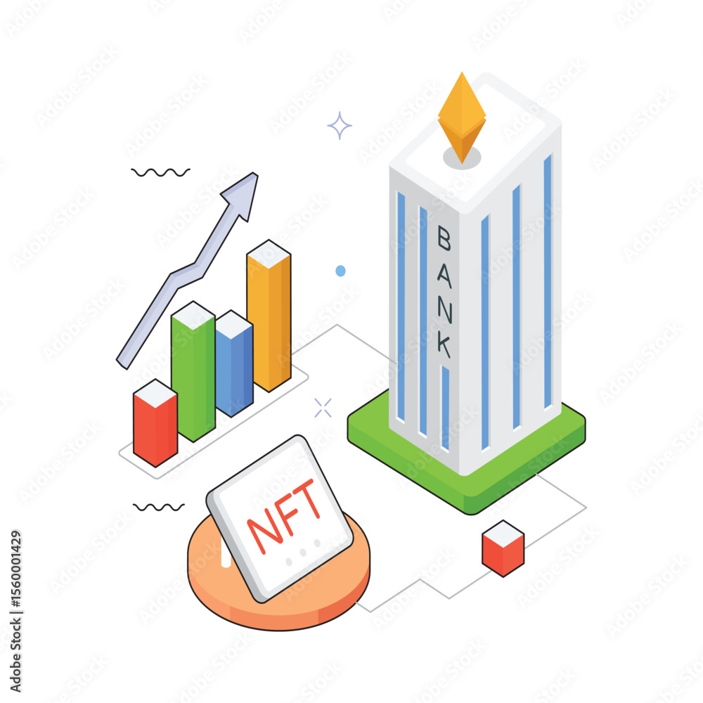 Poster performance analysis vector isometric illustration. eps 10 file