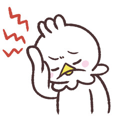 頭痛に苦しむ白い鳥のイラスト