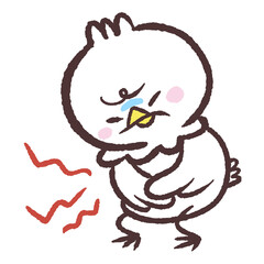 お腹が痛い白い鳥のイラスト © おひさまストック