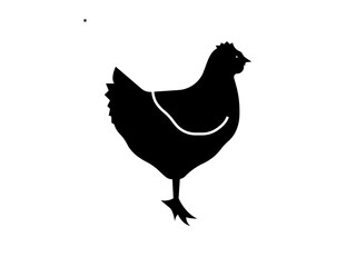 Silhouette of Rooster and chicken hen vector icon set illustration on white background. Black silhouette of a hen and chick icon vector.