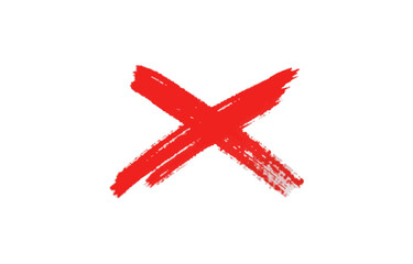 Obraz premium Red Brush Stroke Cross Mark on Transparent Background for Design Use