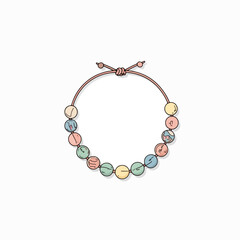 Obraz premium Colorful bracelet with round beads in pastel tones, perfect for everyday wear. Colorful bracelet features a delicate cord and knot closure, adding handmade charm to this jewelry piece.