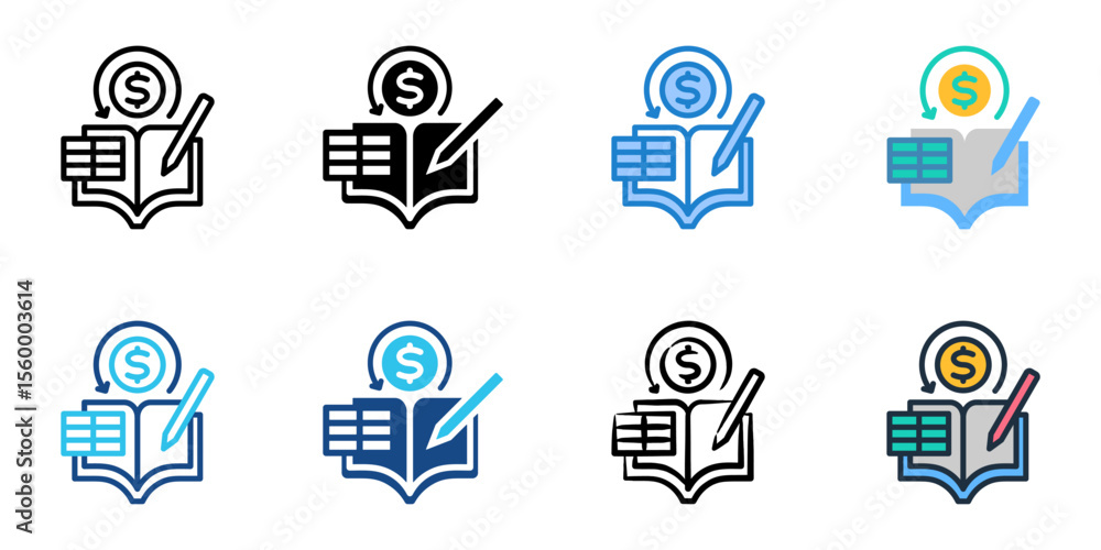 Poster bookkeeping icon set multiple style collection