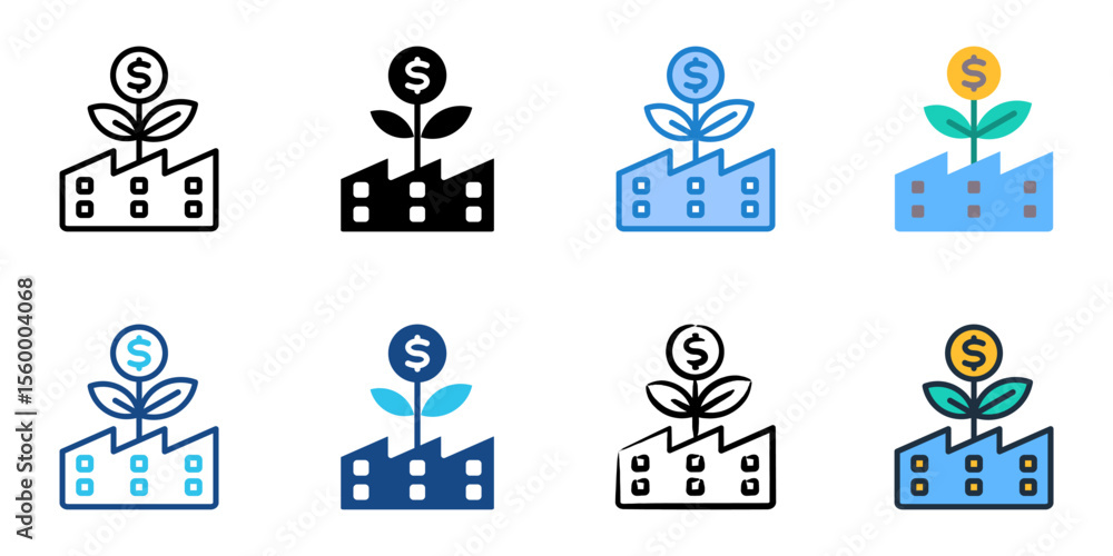Poster revenue icon set multiple style collection
