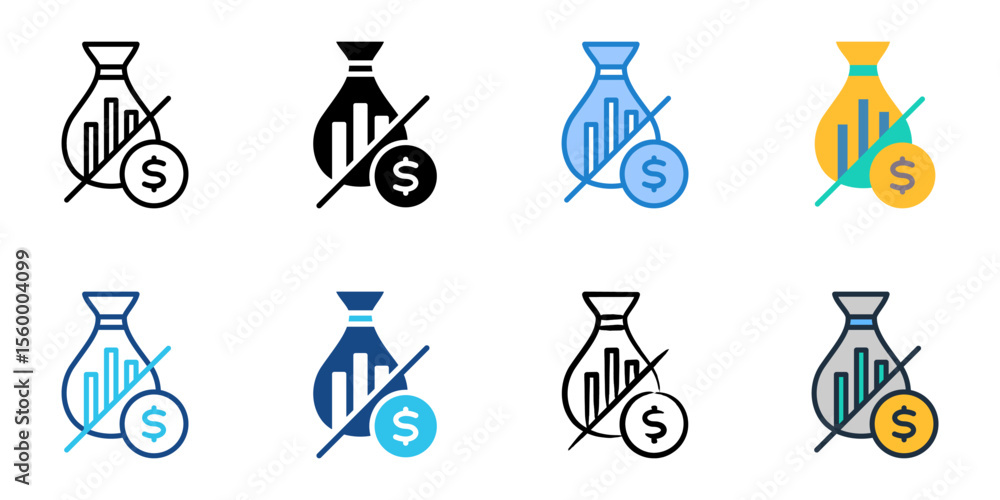 Poster equity icon set multiple style collection