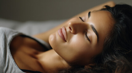Obraz premium Calm Female Resting Indoors in Soft Light