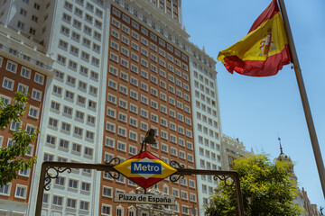 Spain square underground - subway station in Madrid, Spain