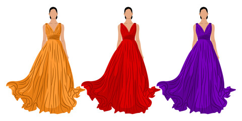 Obraz premium Vector illustration of beautiful woman wearing beautiful dress