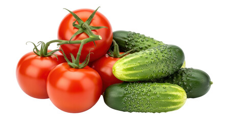 Isolated Tomatoes and Cucumbers