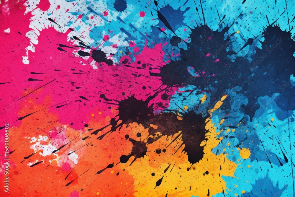 Aufkleber vibrant paint splatters create an abstract design on a textured background
