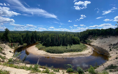 The Big Bend,Arrowhead Provincial Park, Huntsville Ontario - looing over the middle of the river around a large meander,
