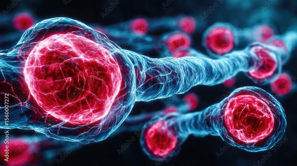 Poster low sodium and inactive lifestyle in plaque buildup concept. abstract representation of glowing cell