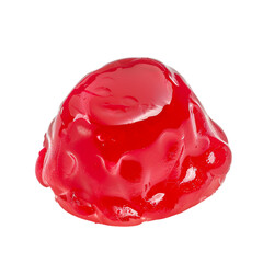 Single red jelly dessert isolated on transparent background