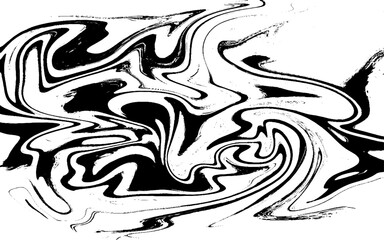 Black ink splash with swirls on white, abstract background. Ebru marbling, traditional Turkish painting art