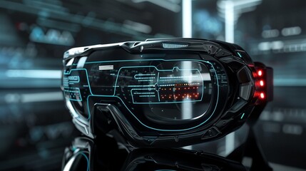 CGI futuristic virtual reality simulator glasses