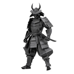 Origami Samurai Warrior in Full Armor  3D Render