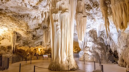 Magnificent Stalactites and Stalagmites in a Cave Formation Displaying Natural Artistry