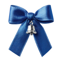 Festive Blue Satin Bow with Silver Bell Decoration
