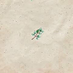 Minimalist botanical illustration featuring delicate sprig on a textured cream background