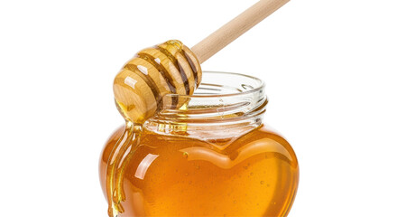 Isolated Jar with Honey and Wooden Spoon