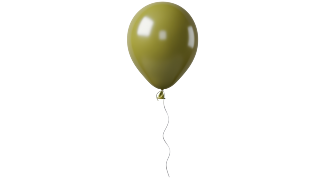Isolated Green Balloon with String