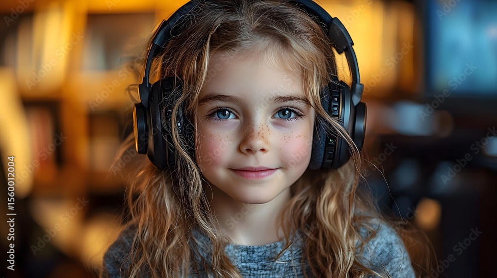 Poster smiling student using voice recognition software for hands free learning