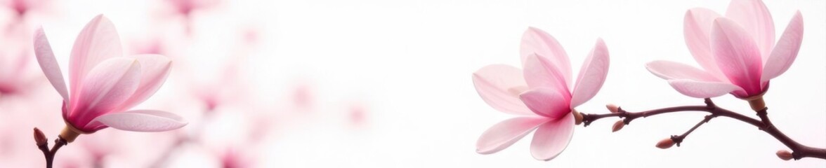Pastel pink magnolia blossom, fully bloomed, isolated on white Spring elegance , wallpaper, blossom