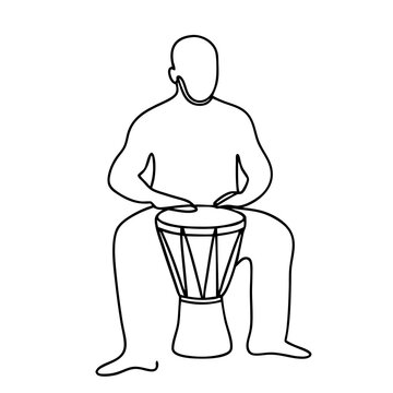 line art drummer playing djembe clip art preview