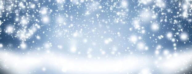 Fototapeta premium Light blue background white snow snowflakes.