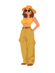 stylish young woman in summer clothes full body vector illustration