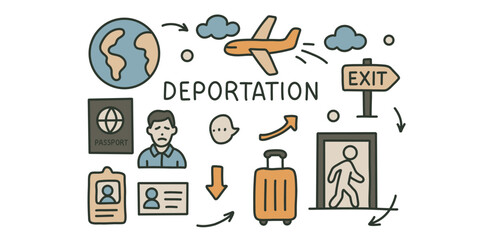 deportation and relocation of people vector illustration